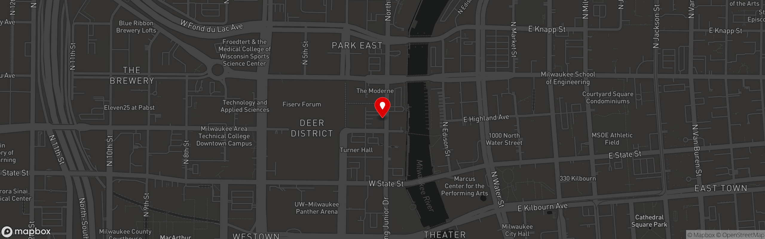 Street map pinning Brick 3 Pizza in Brick 3 Pizza