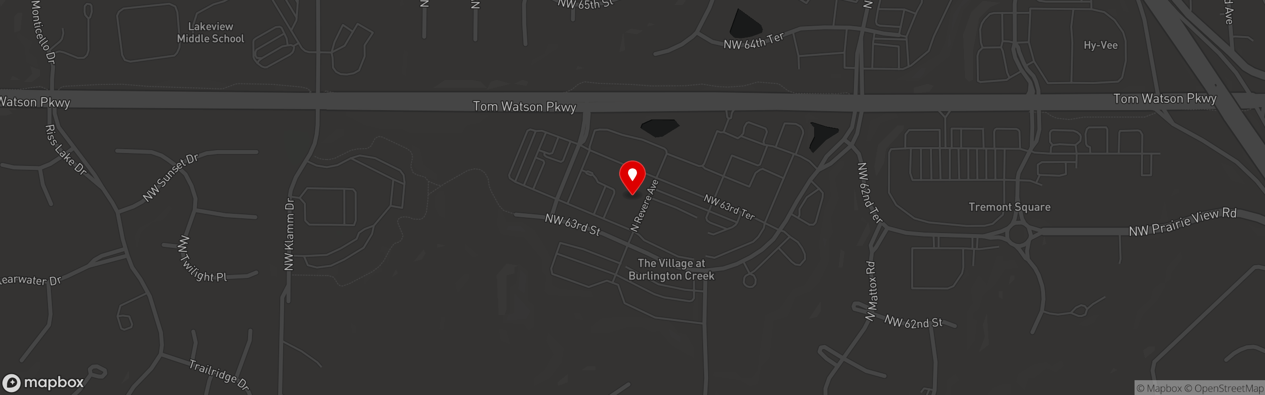 Street map pinning Em Chamas Brazilian Grill in The Village at Burlington Creek