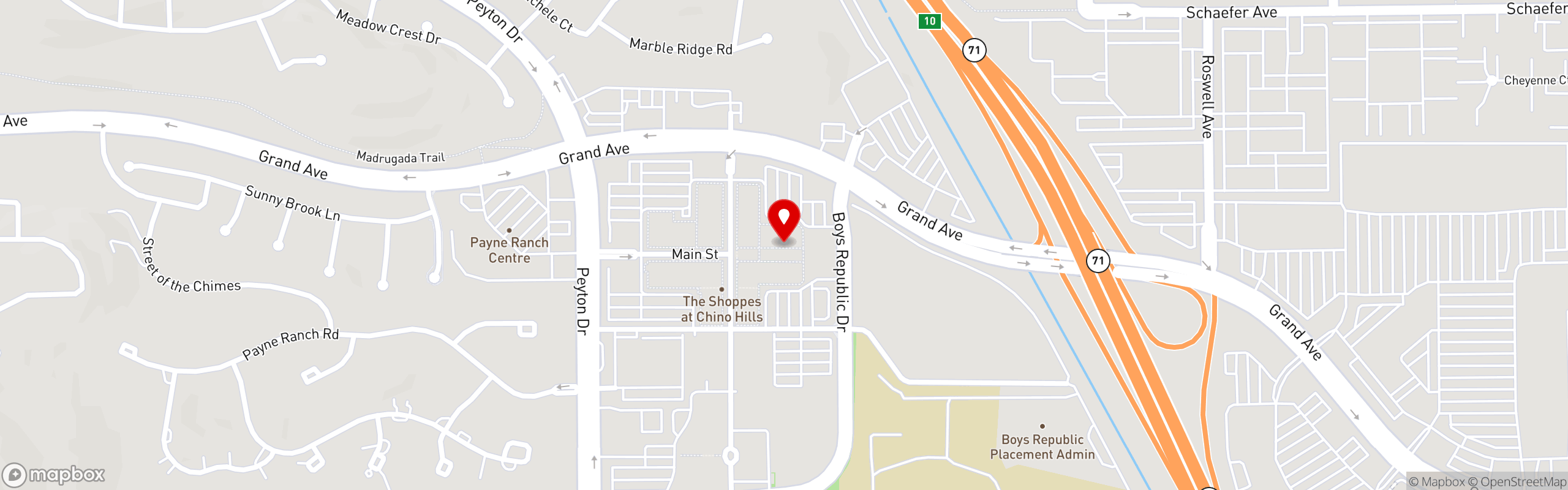 Street map pinning Gusto Italian Bistro in Gusto Italian Bistro - Chino Hills, CA