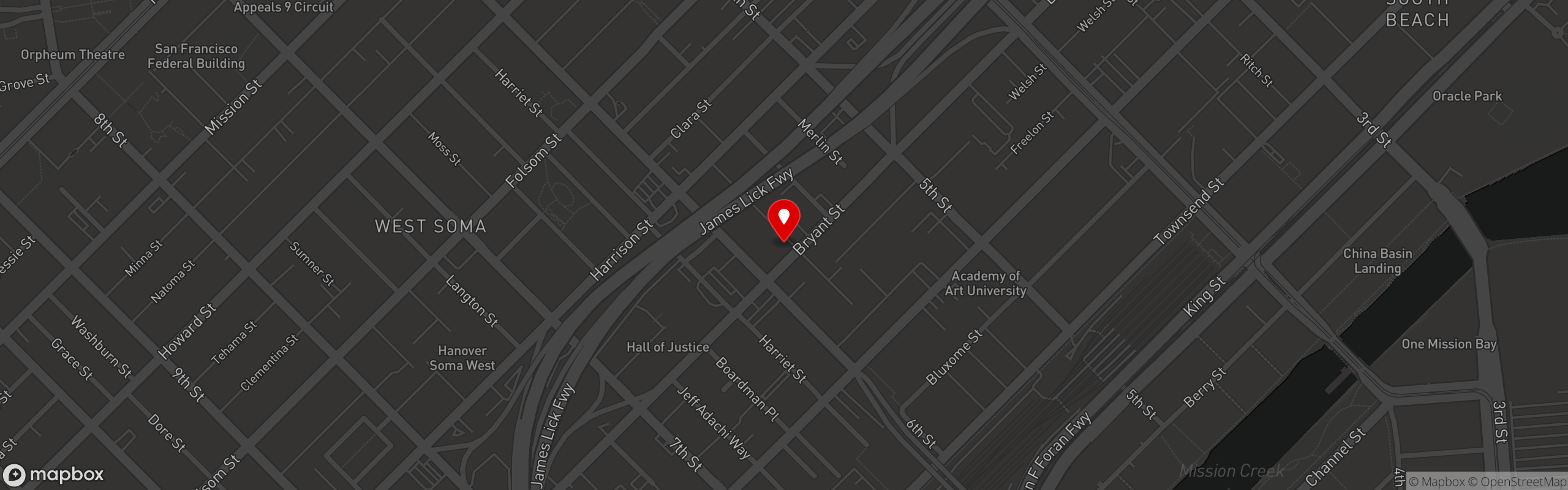 Street map pinning Hard Knox Cafe in Hard Knox Cafe - SoMa