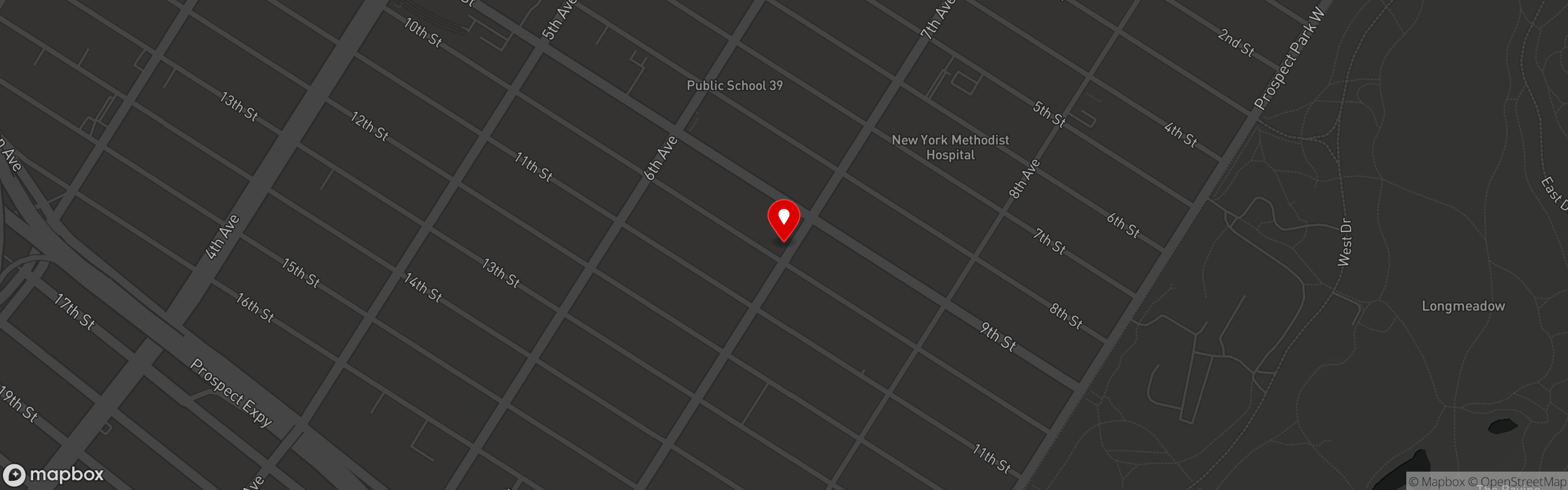 Street map pinning Jintana Thai Farmhouse in Jintana Thai Farmhouse Park Slope