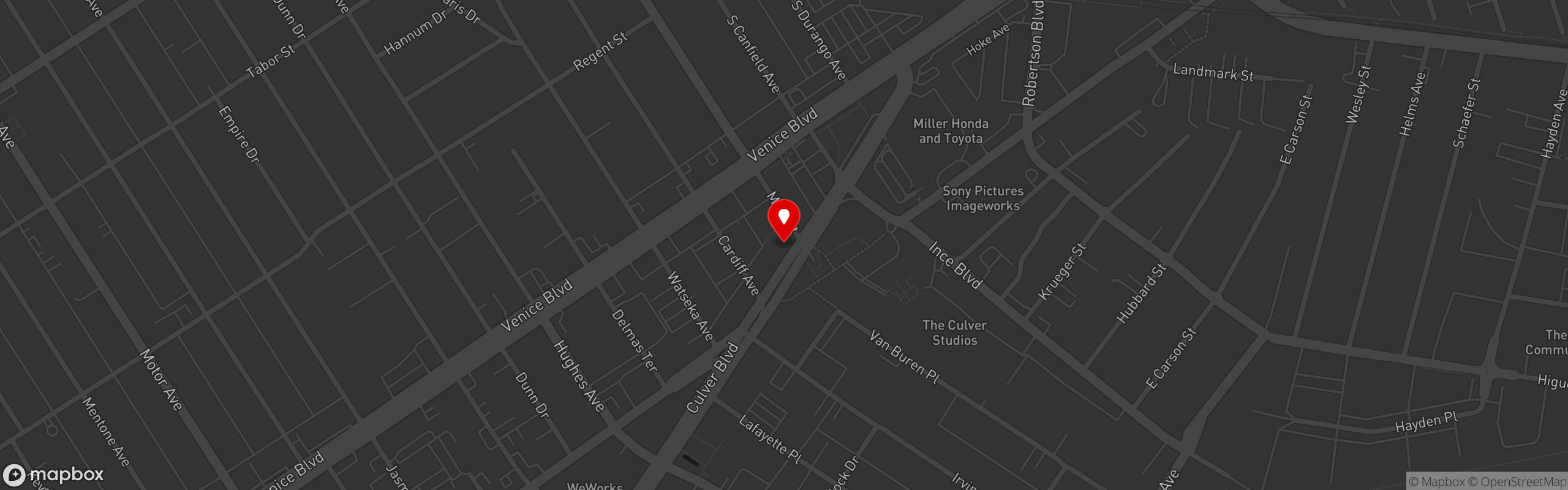 Street map pinning Grill Concepts, Inc. in Culver City, CA