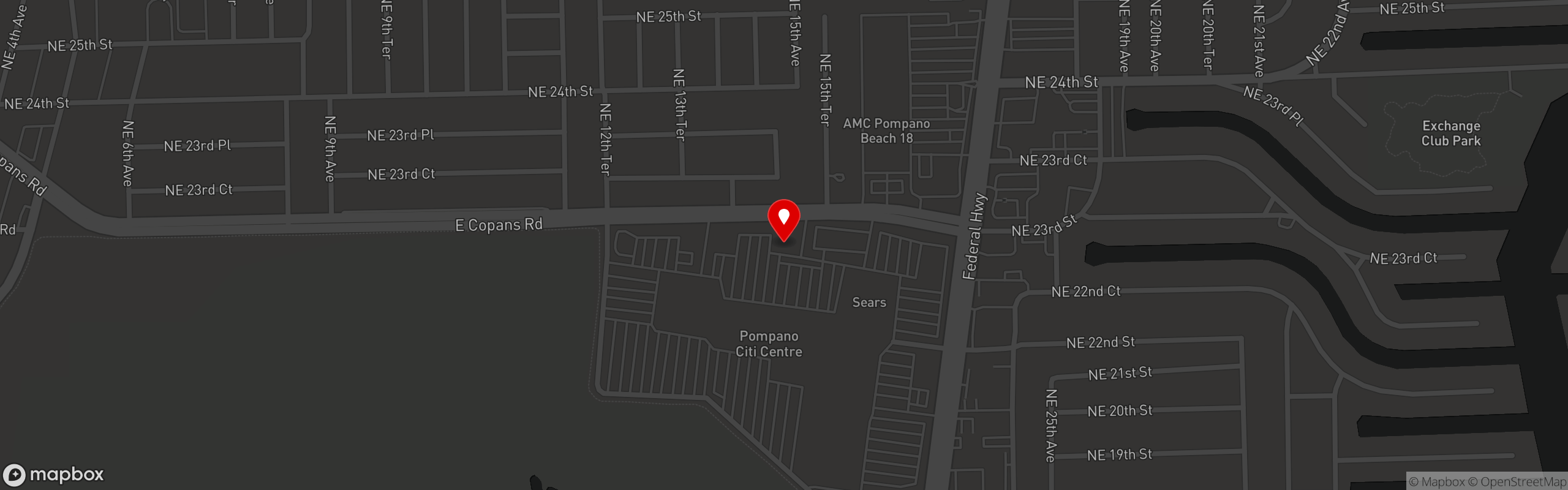 Street map pinning J. Mark's Restaurant in Pompano Beach
