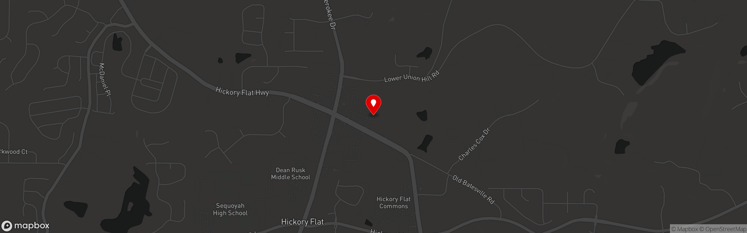 Street map pinning Hickory Flat Kitchen in Canton