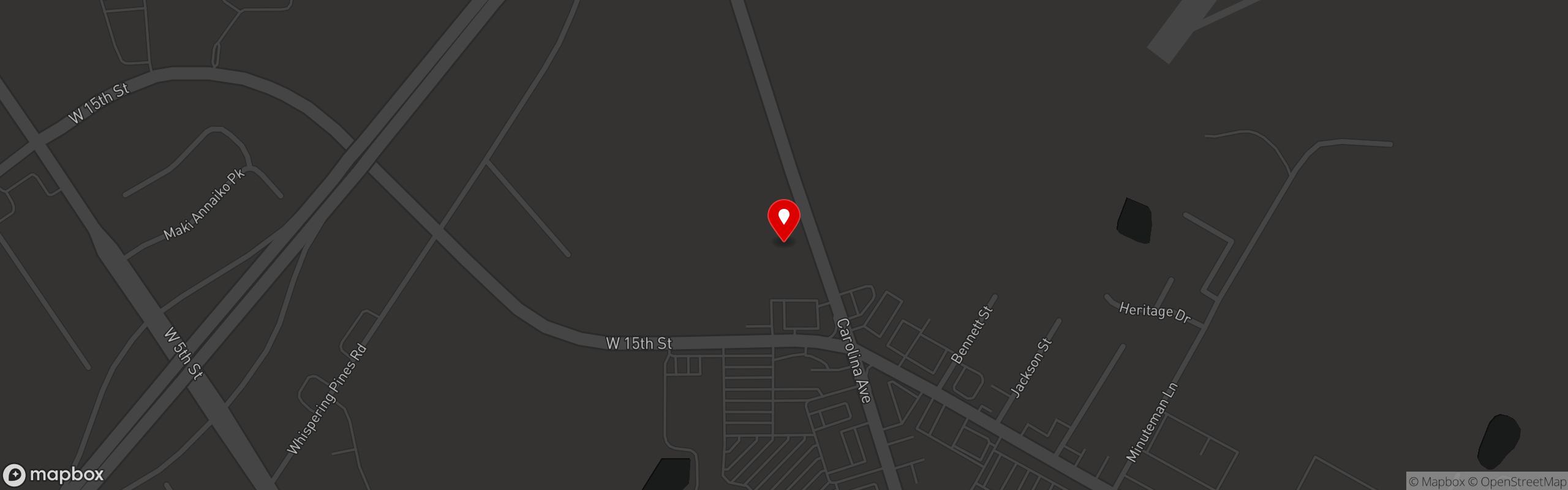 Street map pinning Boss Hogs Famous Chicken & BBQ in Carolina Ave Location
