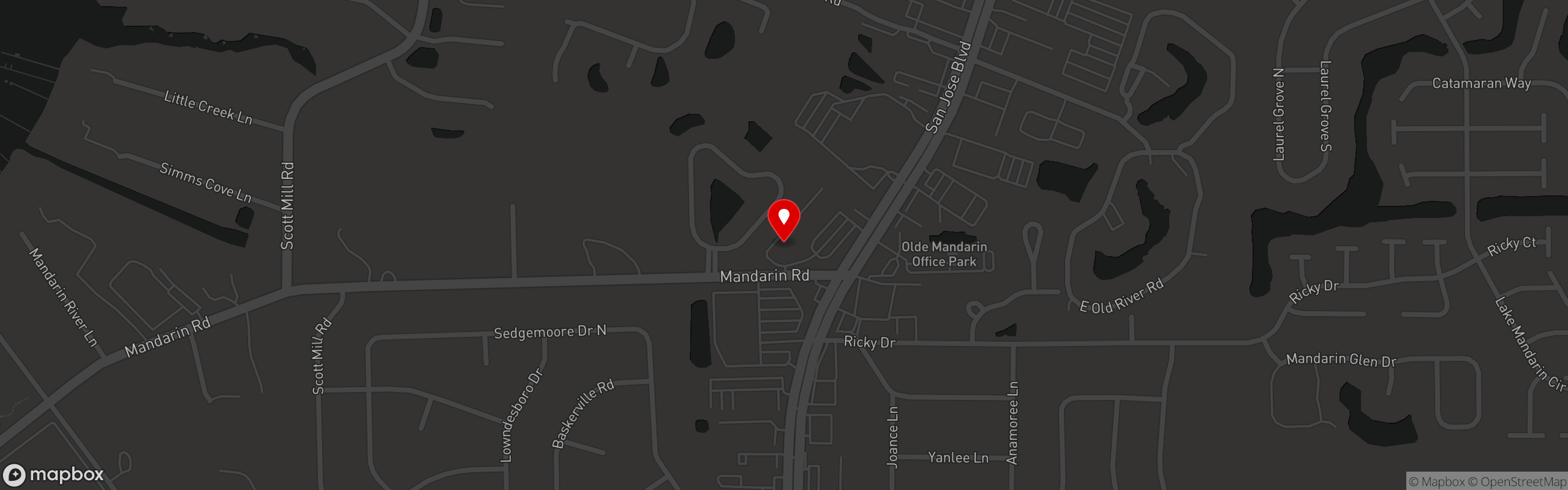 Street map pinning Chophouse Thirteen in Jacksonville