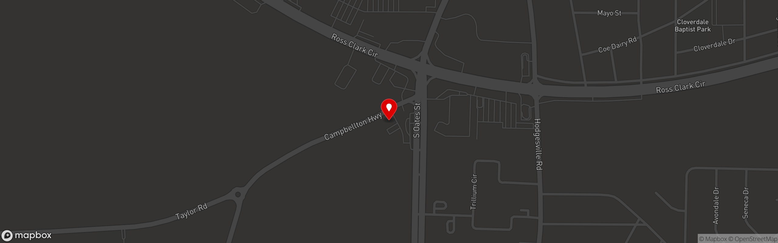 Street map pinning Hunt's Restaurant & Oyster Bar Dothan in Hunt's Restaurant & Oyster Bar