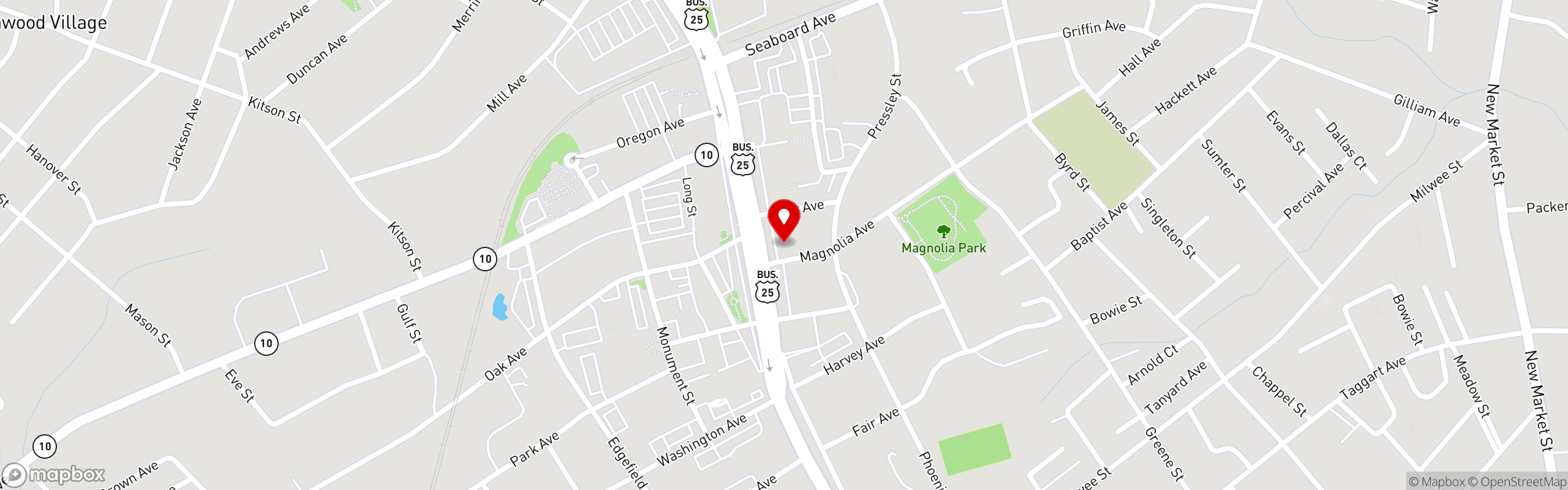 Street map pinning TW Boons in Greenwood