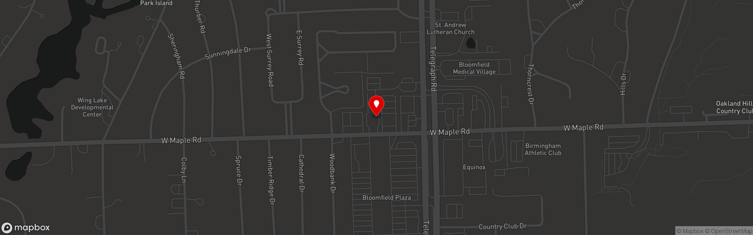 Street map pinning Beaus | Bloomfield Hills, MI in Beaus | Bloomfield Hills, MI