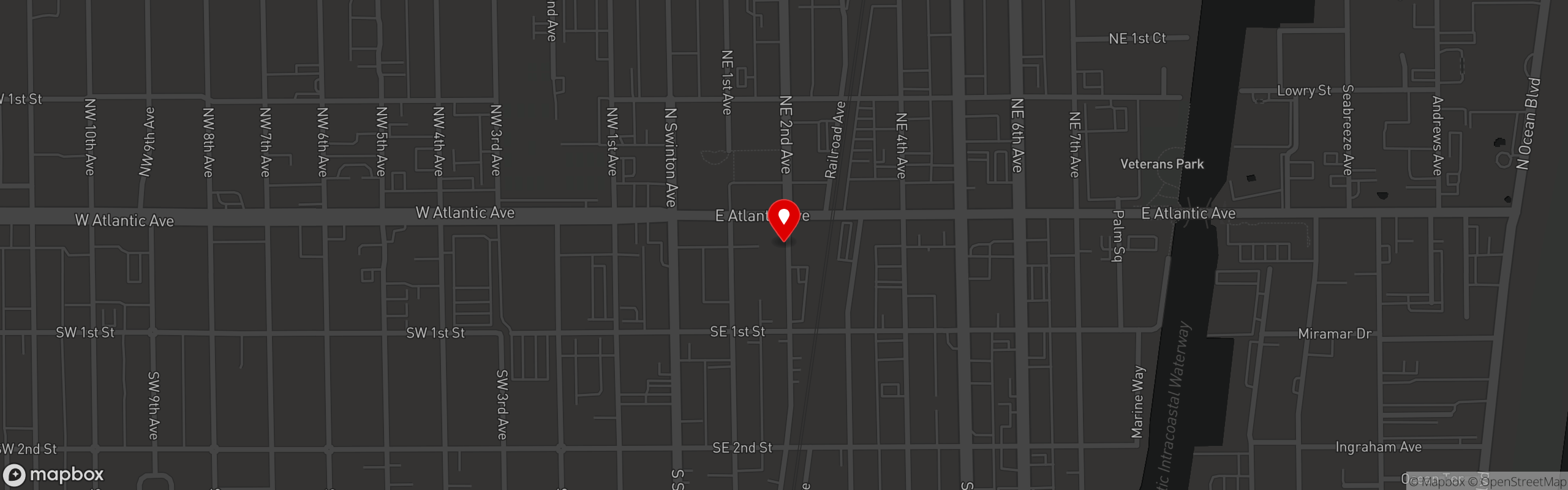 Street map pinning Kapow Noodle Bar in Delray Beach