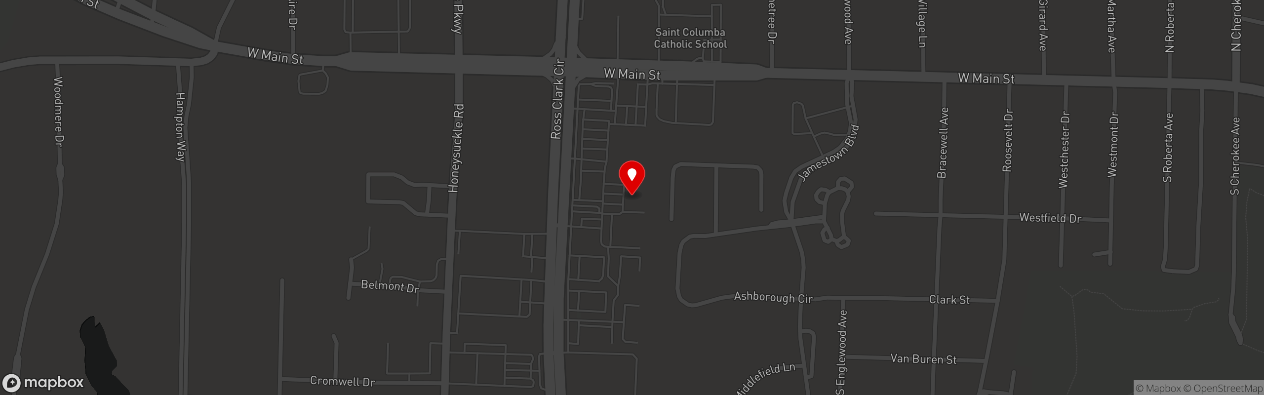 Street map pinning Mama Rosa's Pizza in Dothan