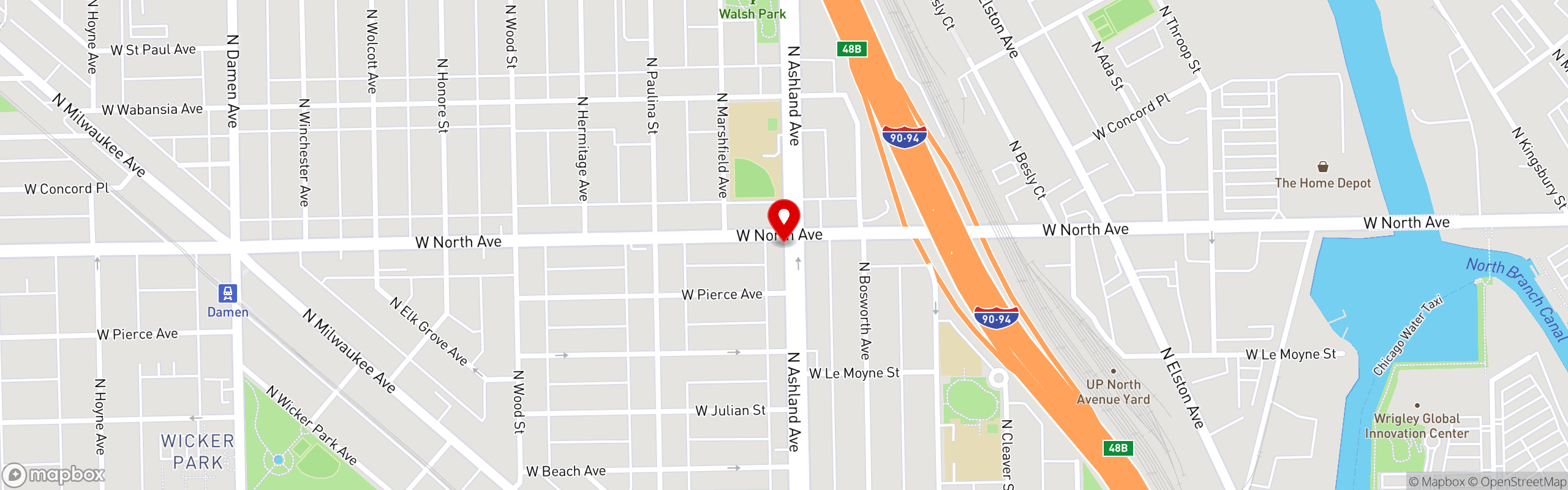 Street map pinning Hollywood Grill in Hollywood Grill