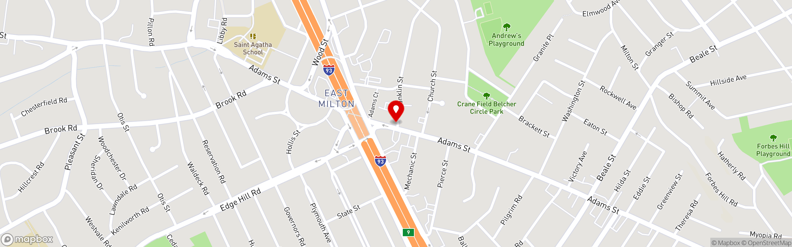 Street map pinning Abby Park Restaurant in Abby Park Restaurant