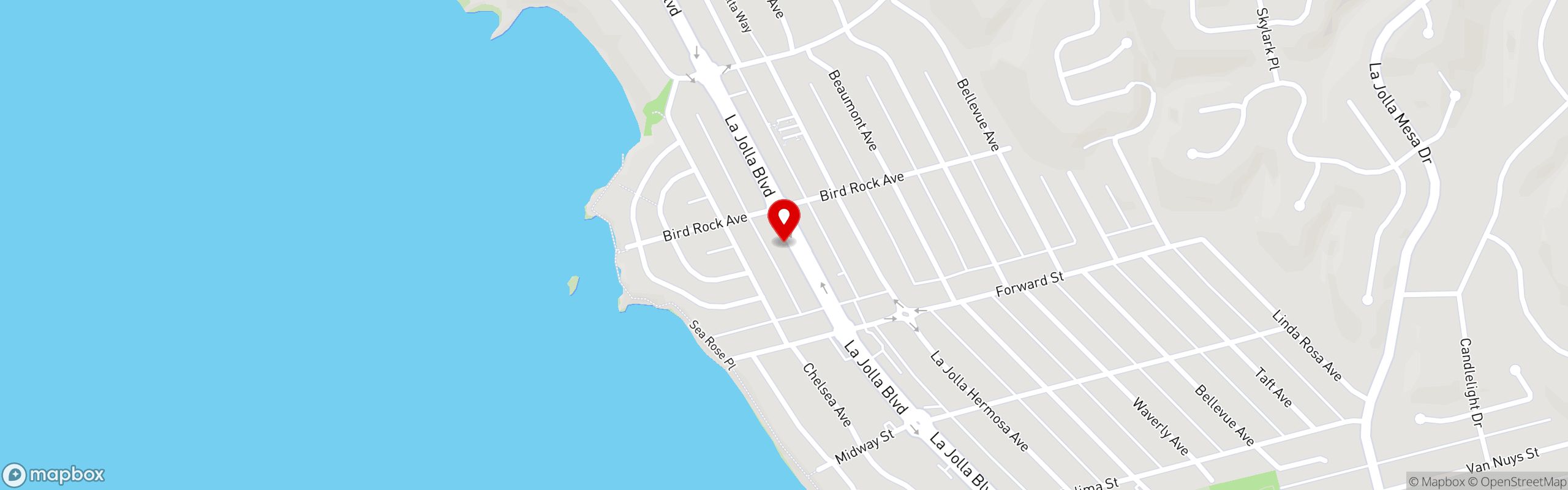 Street map pinning Beaumont's in Beaumont's - La Jolla