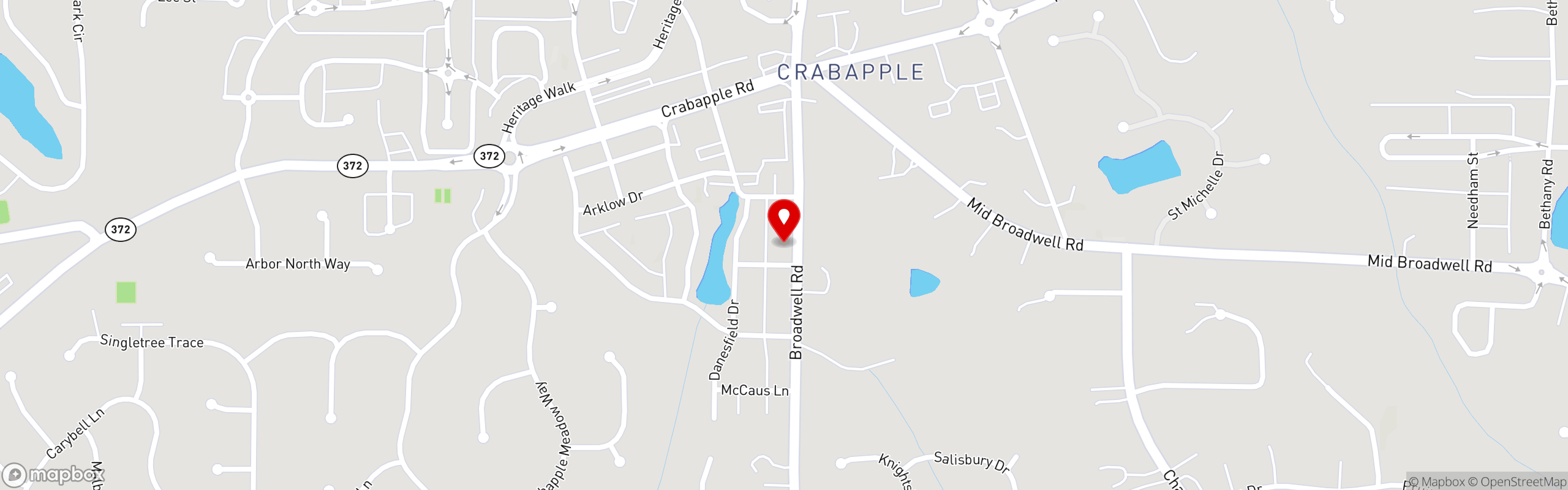 Street map pinning Vintage Pizzeria in Milton, GA
