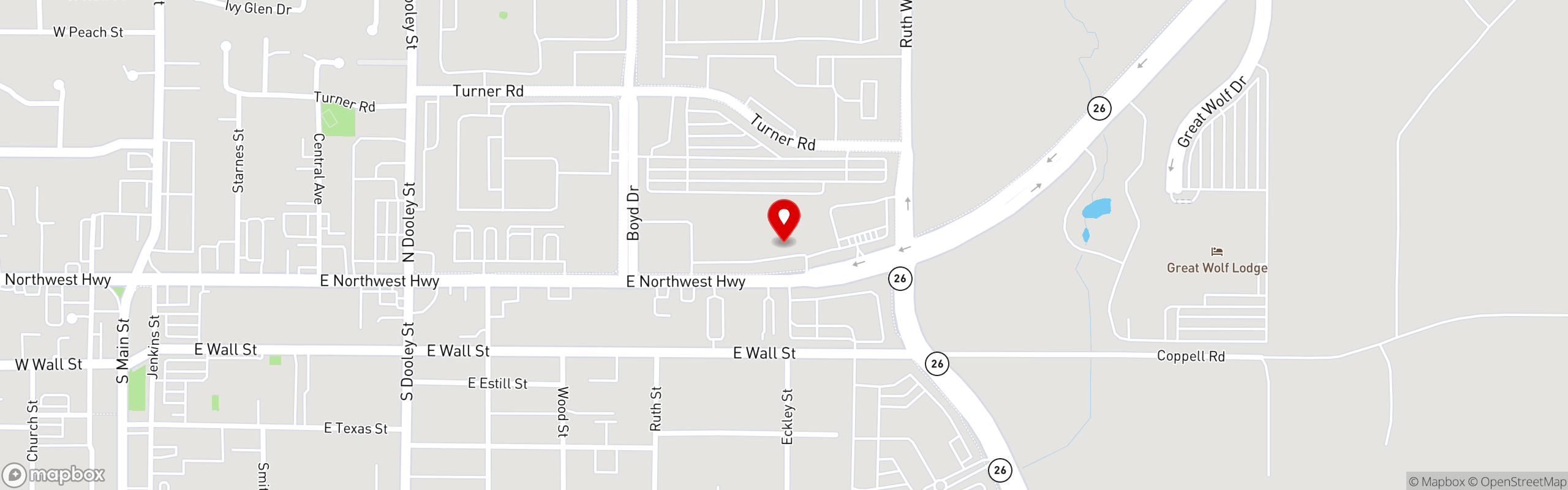 Street map pinning Gyro Rice and Spice in Grapevine, TX