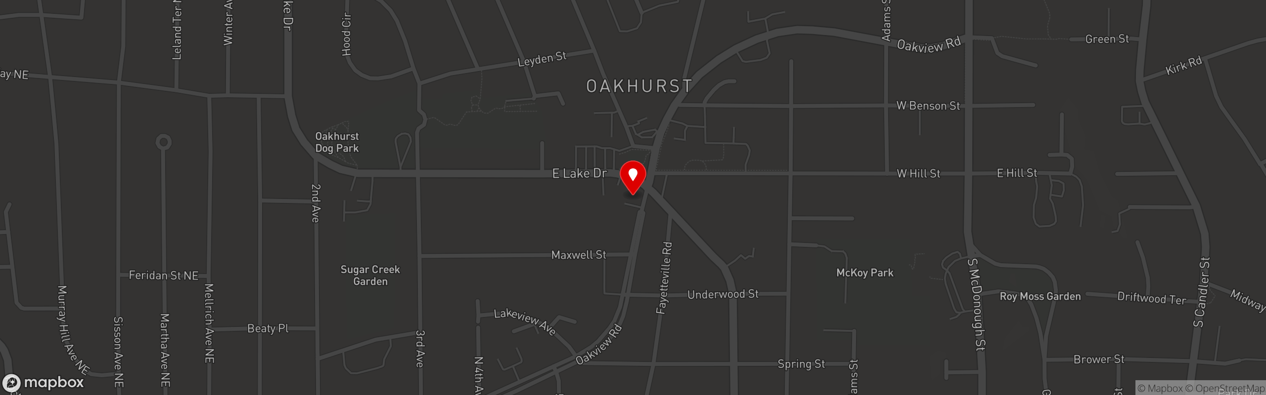 Street map pinning Steinbeck's in Decatur