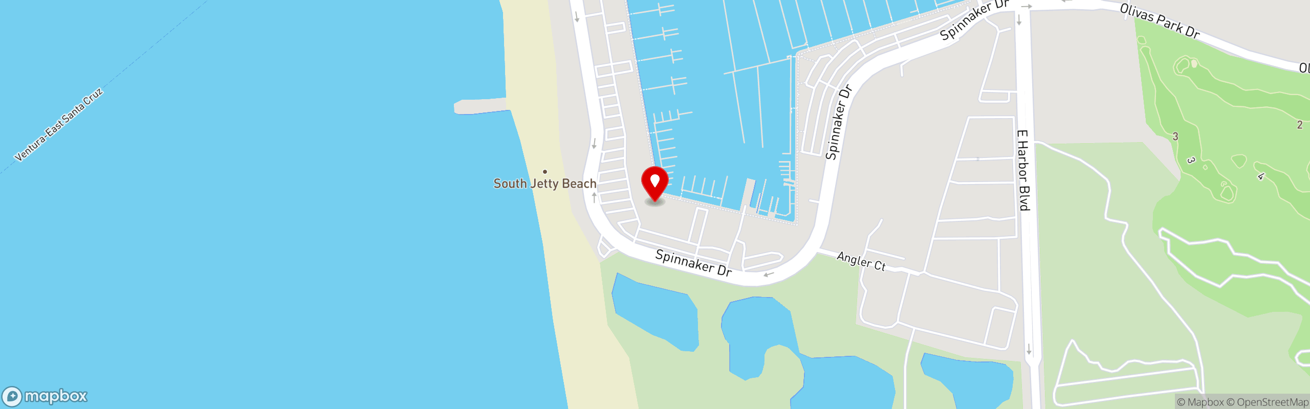Street map pinning The Loose Cannon in Ventura Harbor