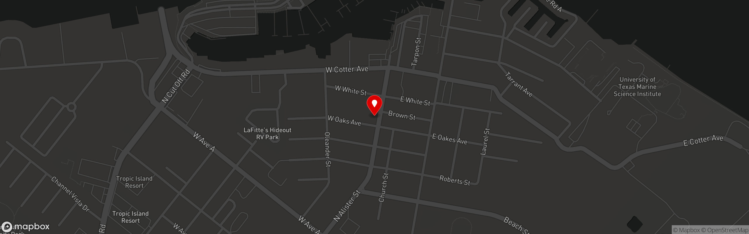 Street map pinning Tortuga's Saltwater Grill in Tortuga's Saltwater Grill