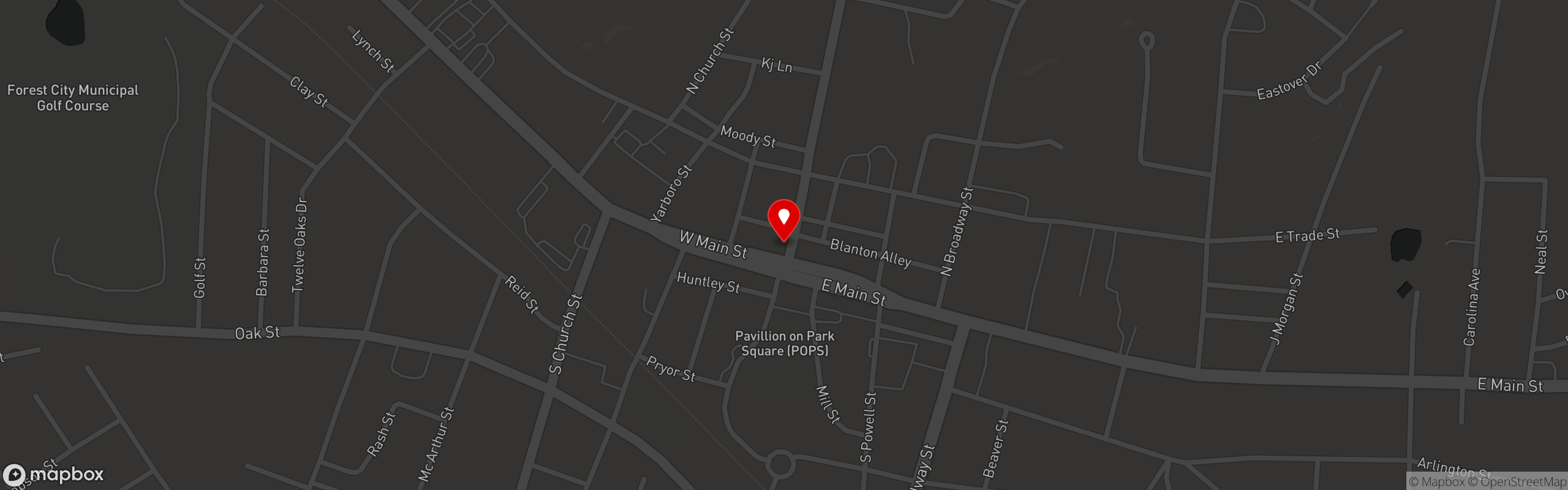 Street map pinning Pie Safe Baking Company in Forest City