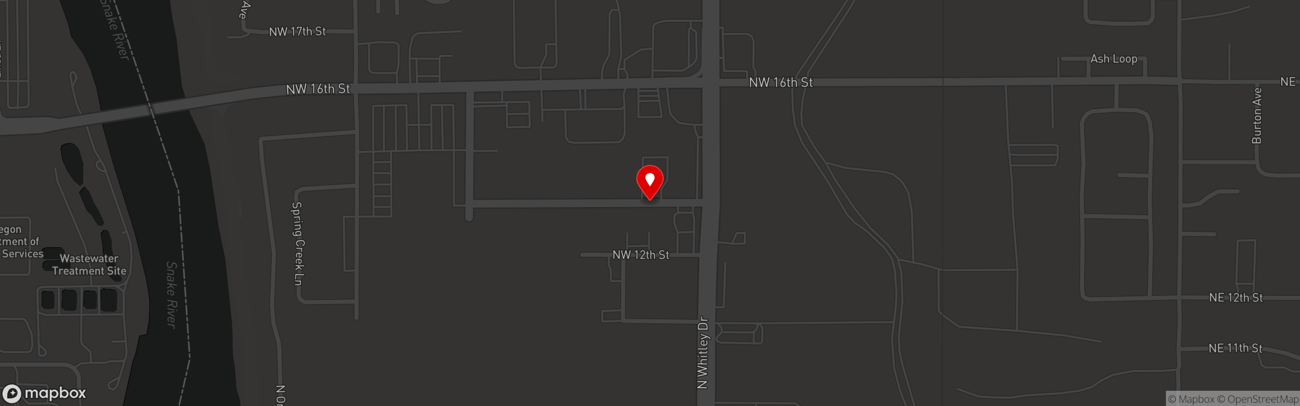 Street map pinning Ogawa's Sushi, Burgers, And Bowls in Fruitland, Idaho