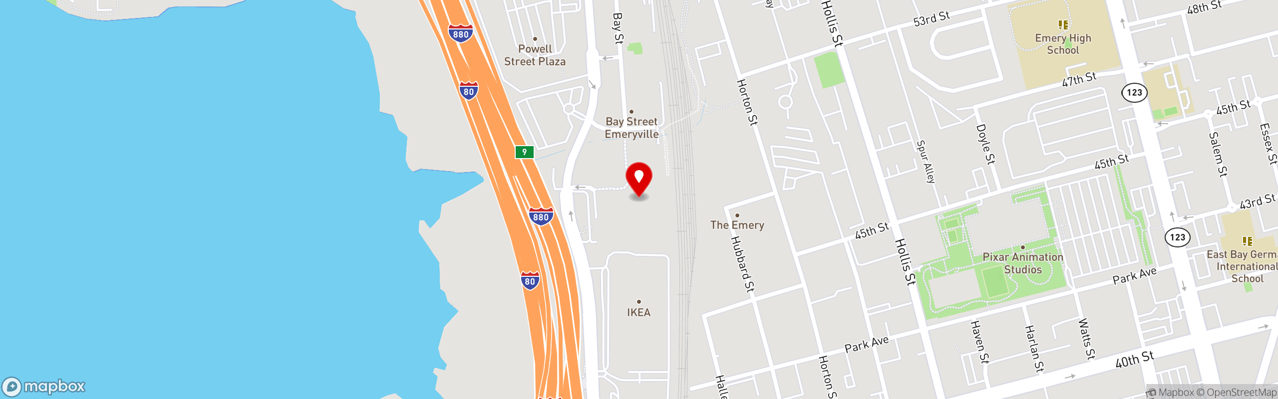 Street map pinning Pippal in Emeryville
