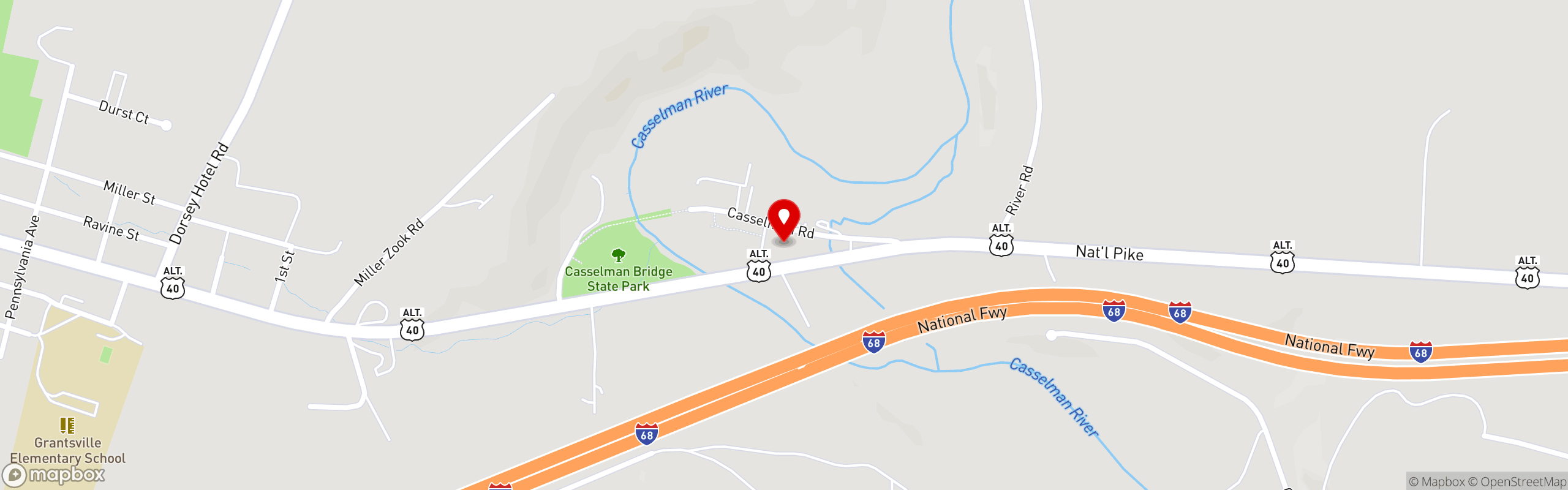 Street map pinning Penn Alps in Penn Alps Restaurant & Craft Shop