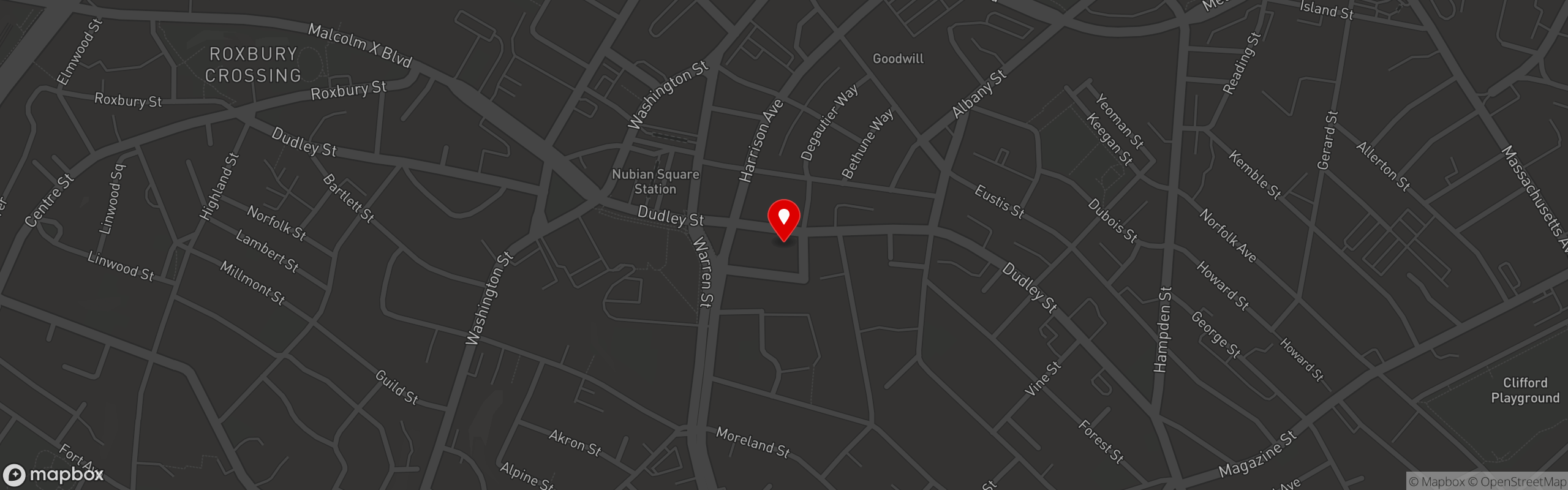 Street map pinning Suya Joint in Suya Joint Boston
