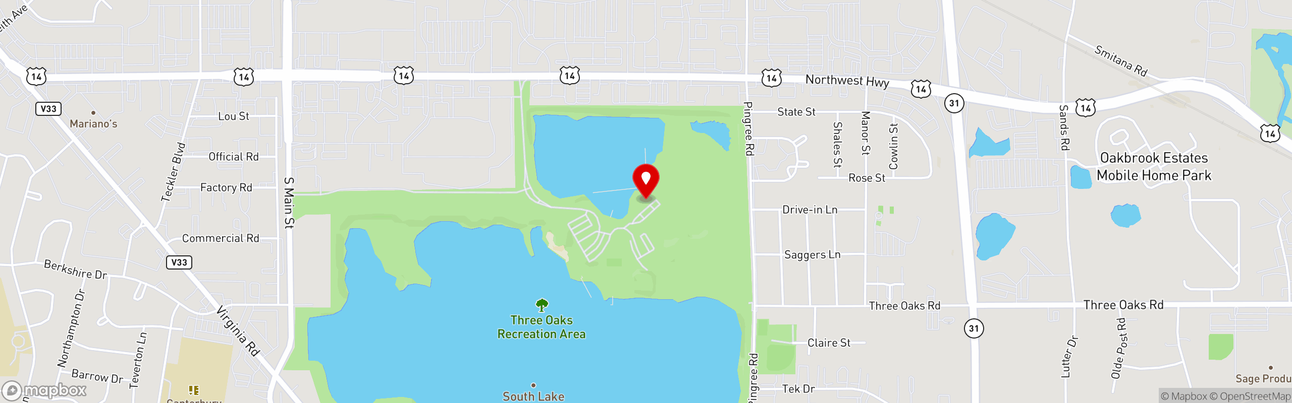 Street map pinning The Quarry in The Quarry Crystal Lake