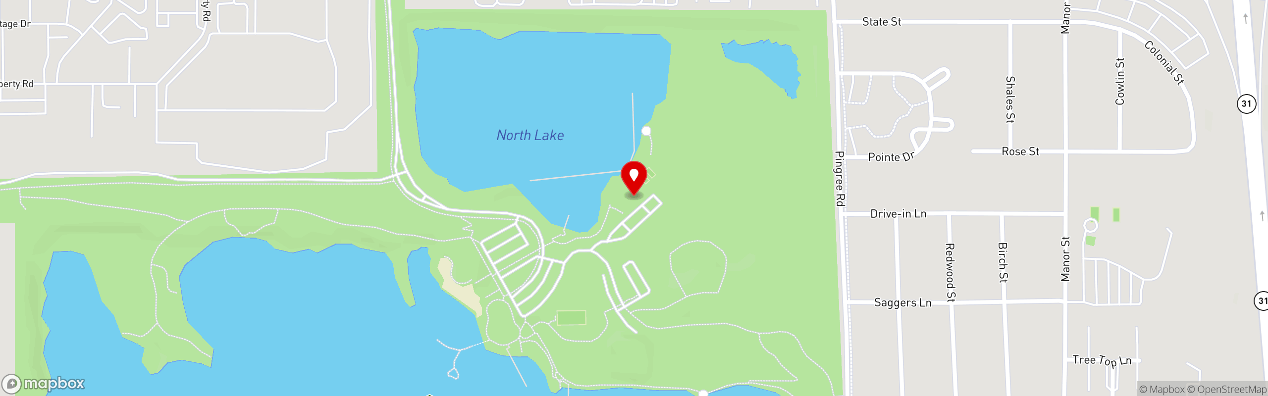 Street map pinning The Quarry in The Quarry Crystal Lake