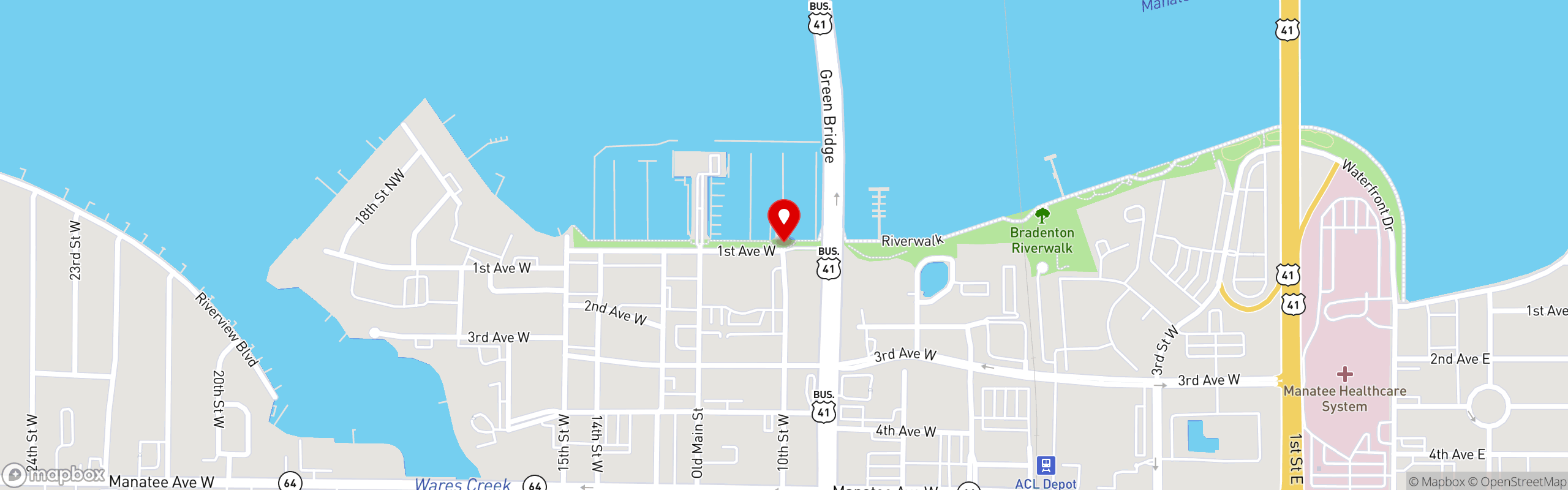 Street map pinning Corwin's Ice Cream in Bradenton