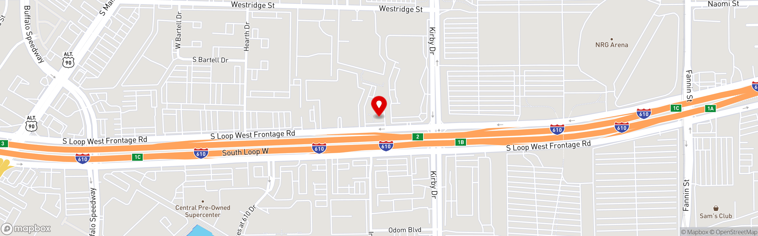 Street map pinning El Tiempo Cantina in Kirby