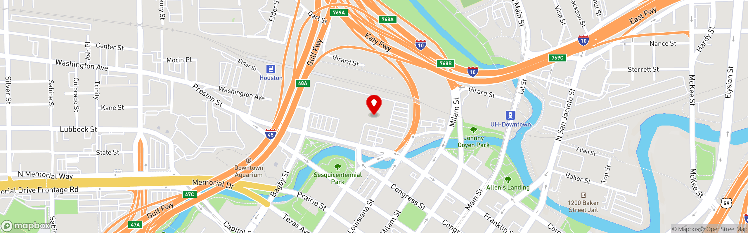 Street map pinning El Tiempo Cantina in Post Houston