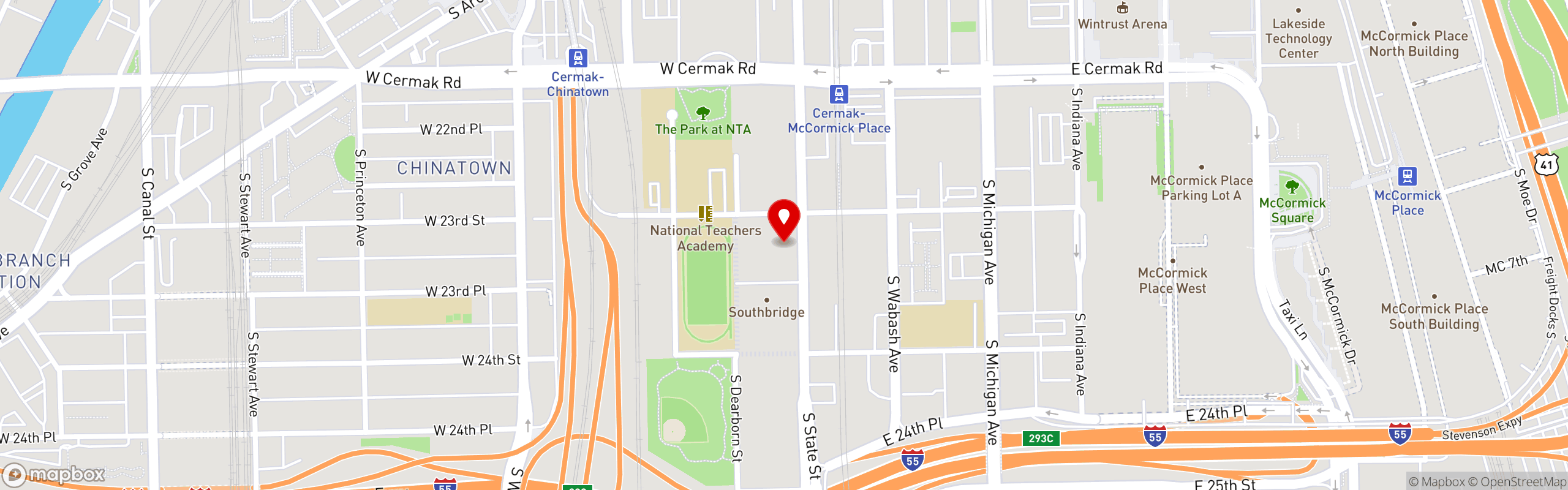 Street map pinning Batter & Berries in Batter & Berries - South Loop