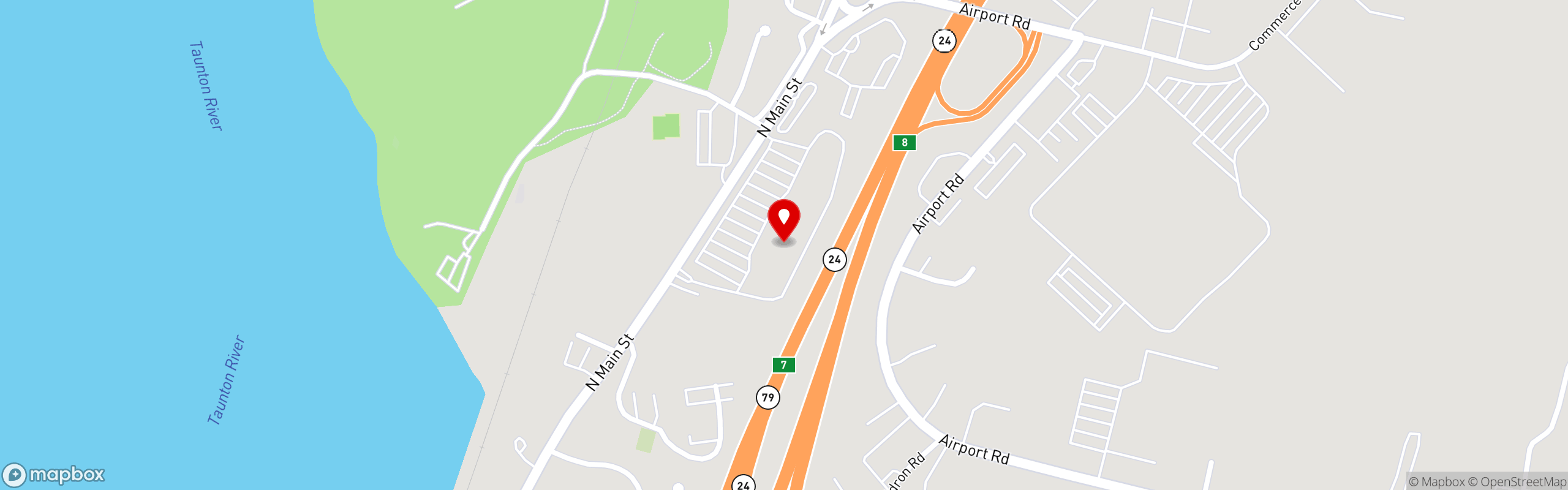 Street map pinning Barrett's Alehouse in Barrett's Alehouse Fall River