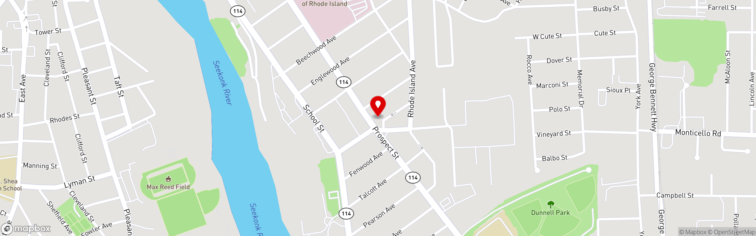 Street map pinning Rhody Hen Cafe in The Rhody Hen Cafe