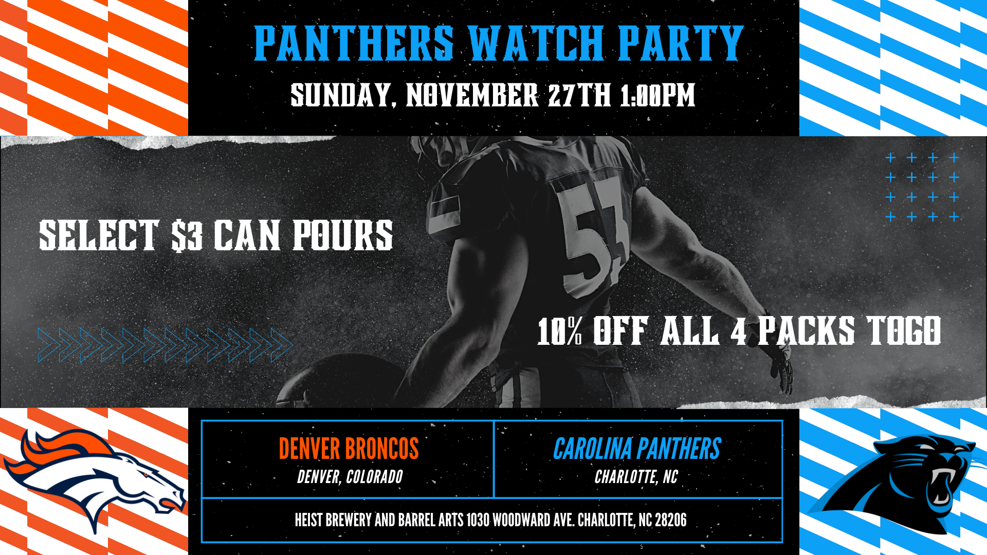 What channel is Denver Broncos game today vs. Panthers? (11/27