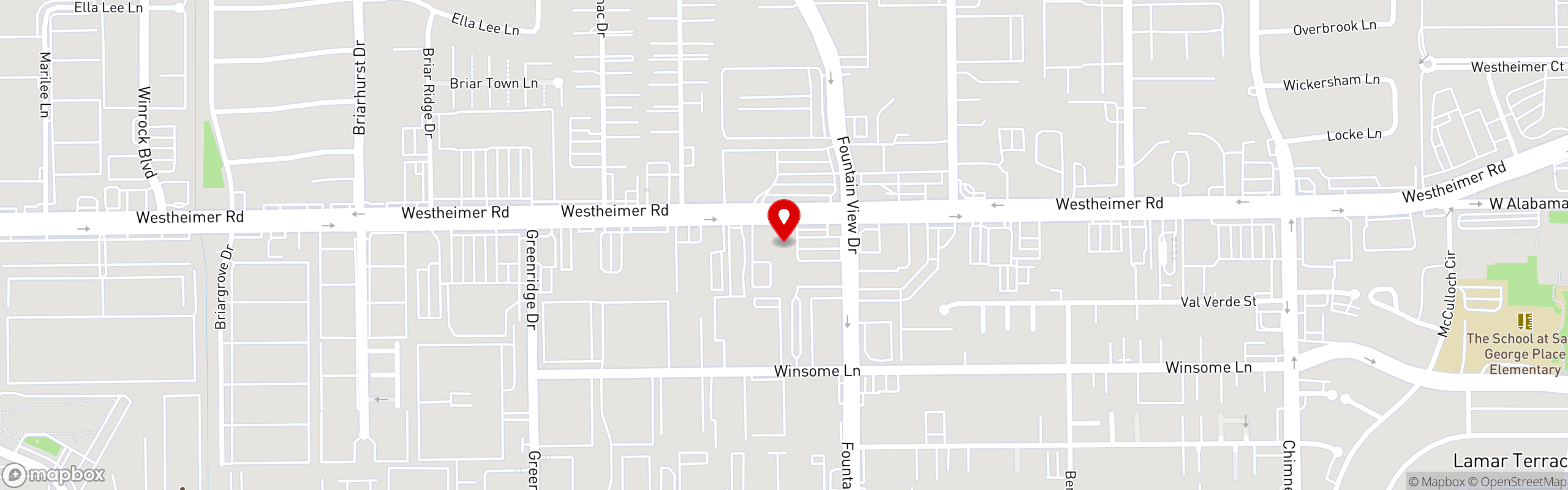 Street map pinning The French House Cafe in Houston