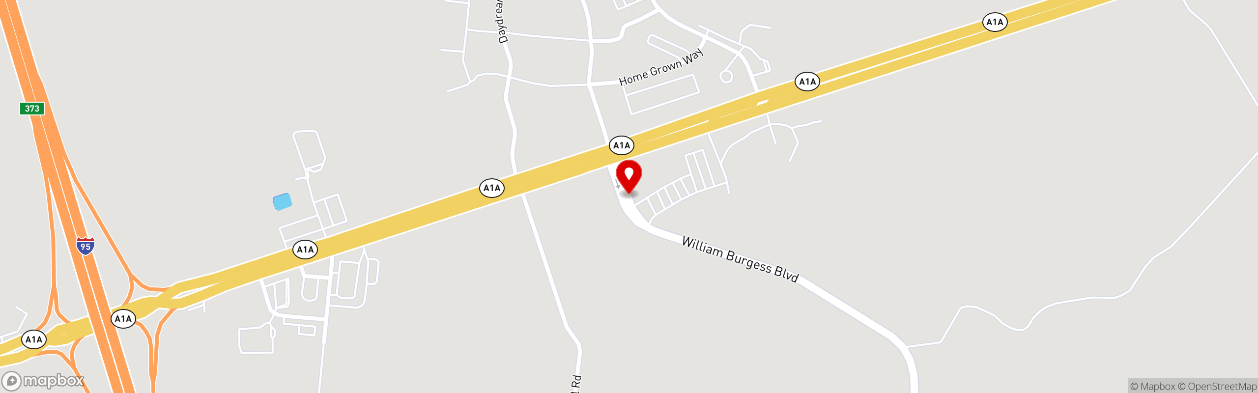 Street map pinning Bohemian Bull in Yulee, FL