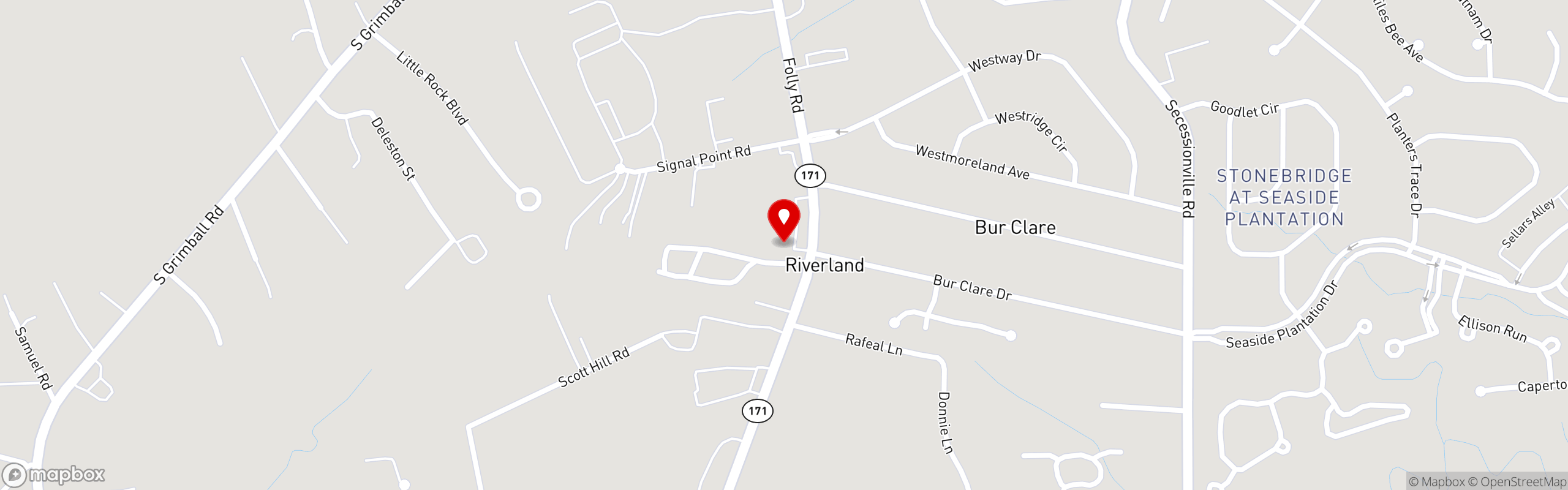 Street map pinning Bohemian Bull in James Island, SC
