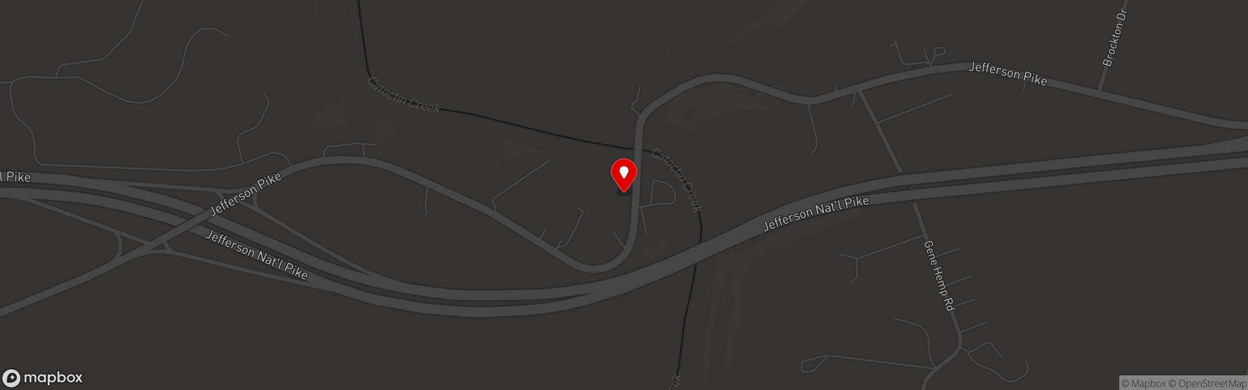 Street map pinning Brookside Inn in Brookside Inn