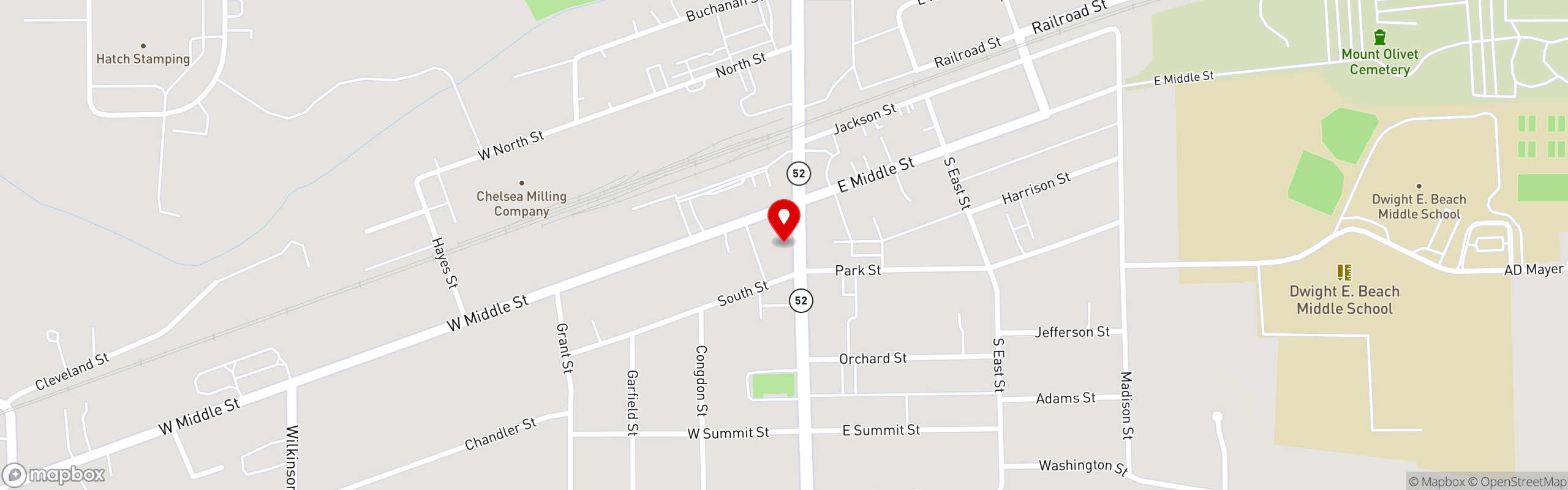 Street map pinning Common Grill in Common Grill