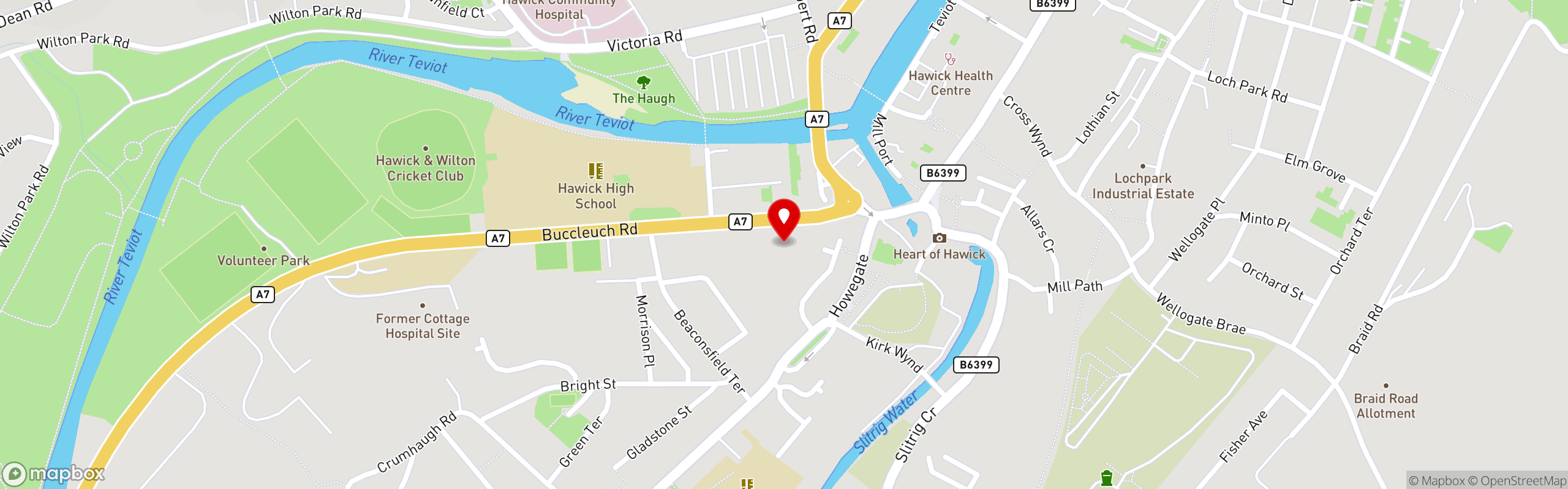 Street map showing the location of The Cairry Oot in The Cairry Oot