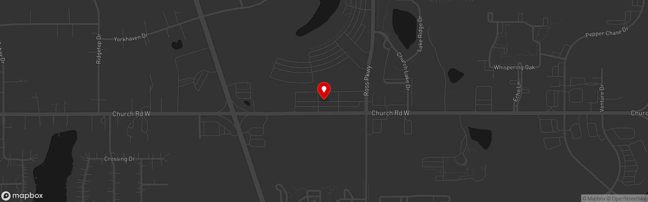 Street map pinning Three Guys Pizza Pies in Southaven, MS