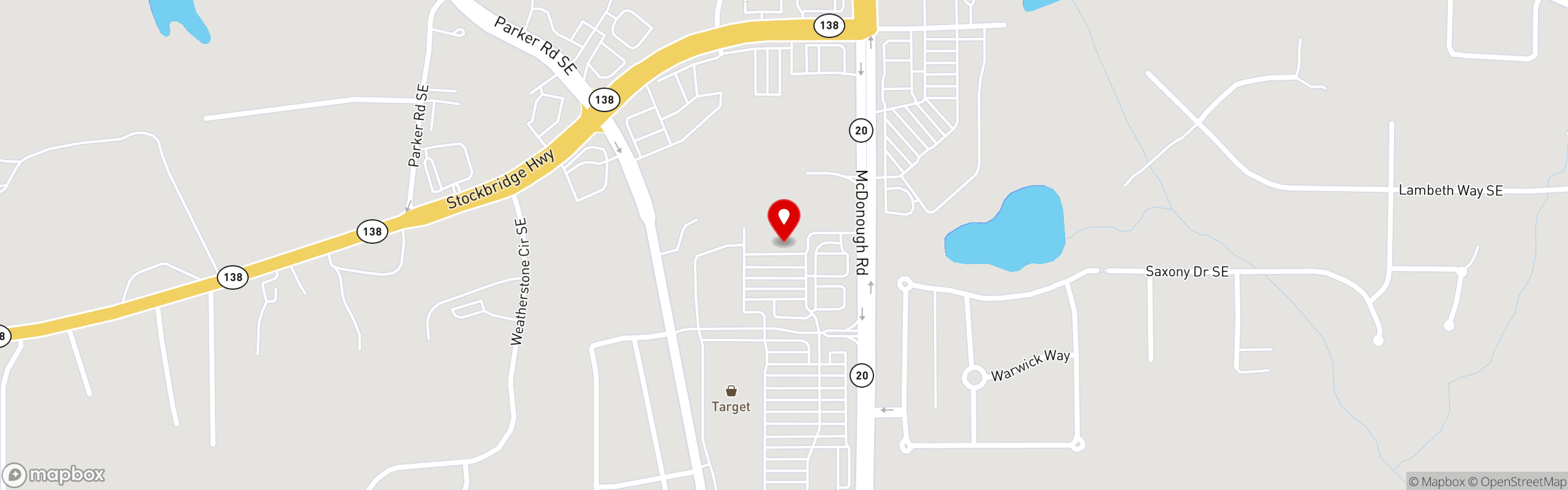 Street map pinning Cielo Mexican Grill in Conyers