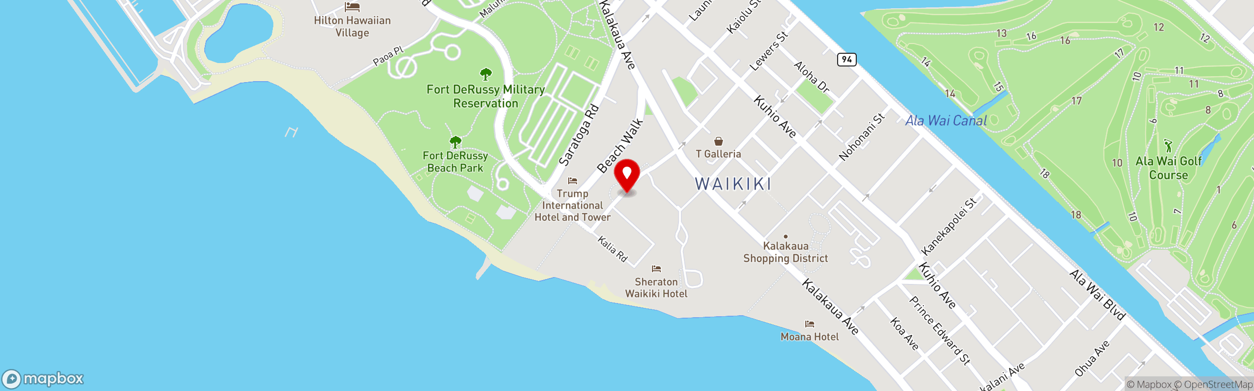 Street map pinning Giovanni Pastrami in Giovanni Pastrami | Waikiki Beach Walk
