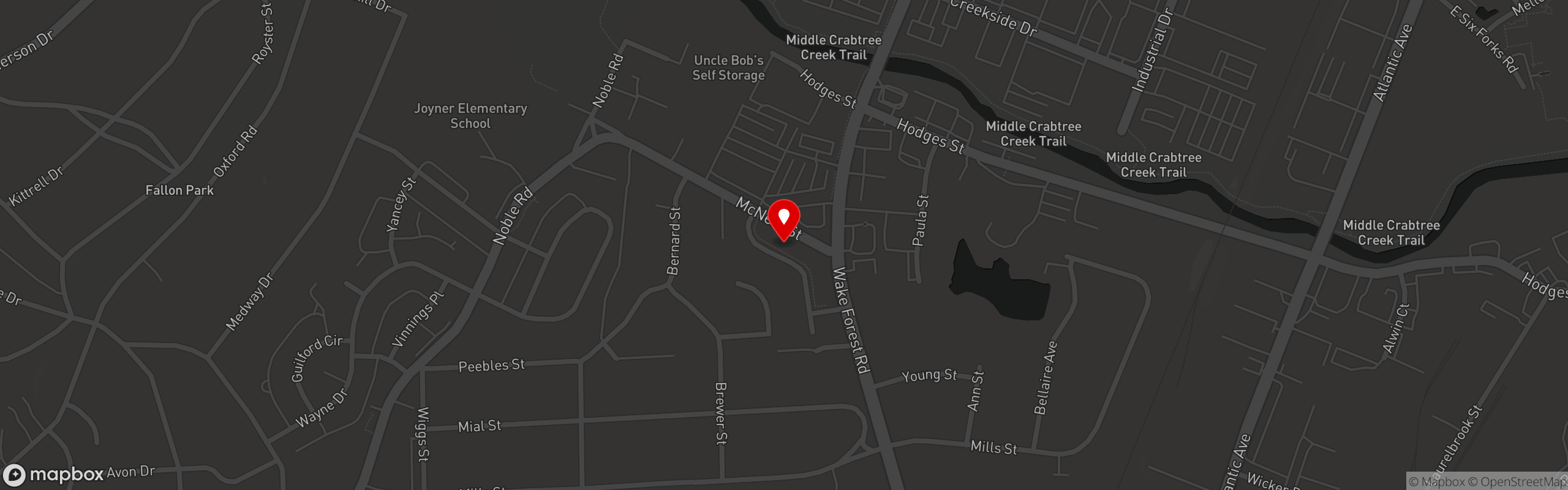Street map pinning Shuckin' Shack - Raleigh in Raleigh