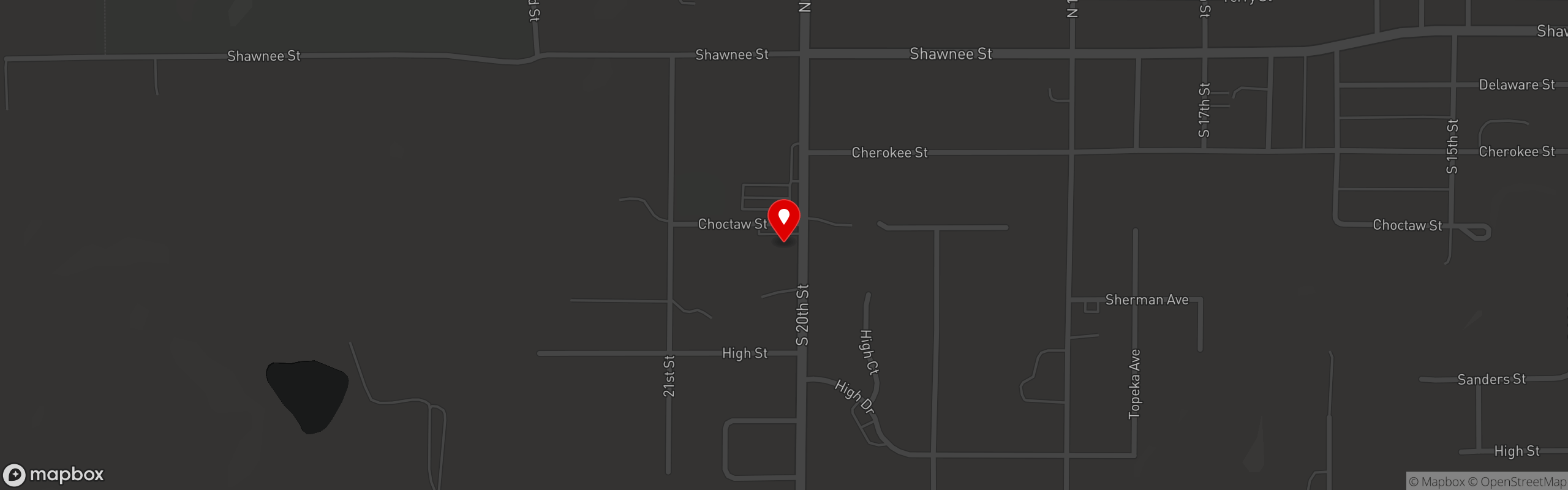 Street map pinning The Suburban in Leavenworth, KS