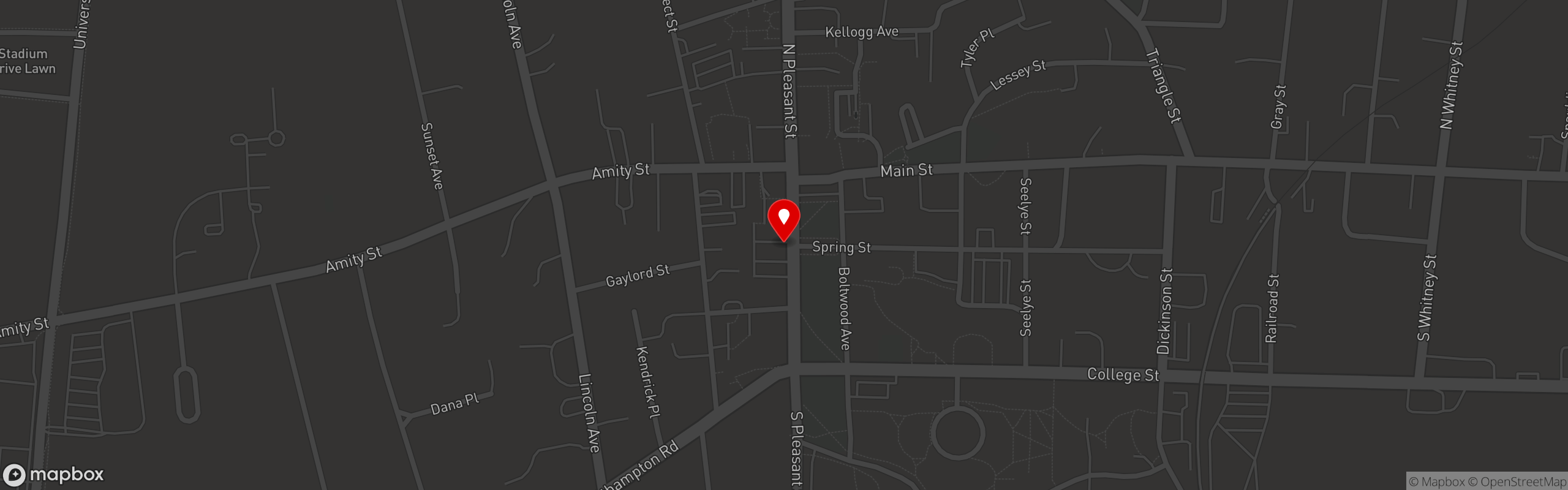 Street map pinning La Veracruzana in Amherst Location