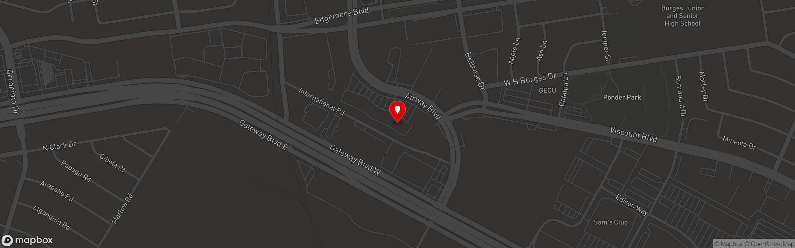 Street map pinning CLICKS Billiards - Billiards, Games, Sports, Bar & Grill in El Paso, TX